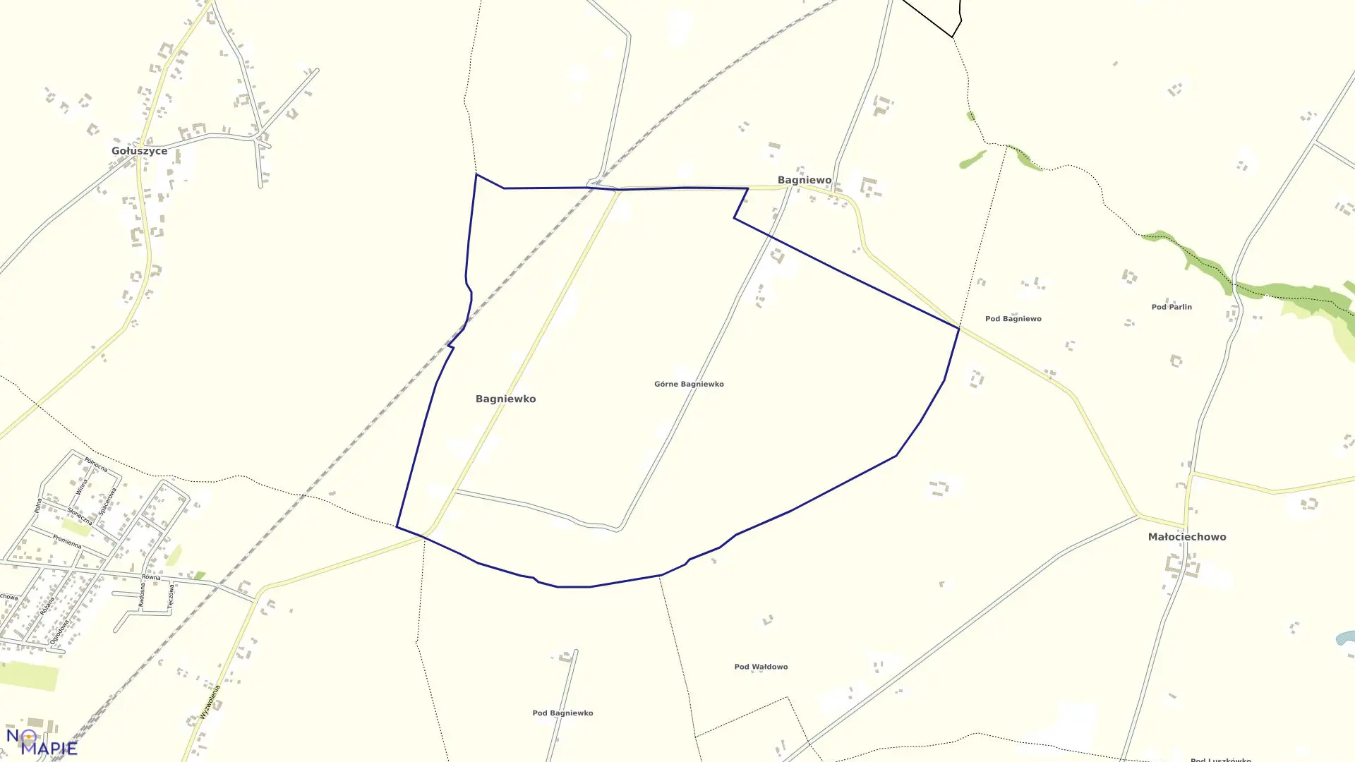 Mapa obrębu Bagniewko w gminie Pruszcz