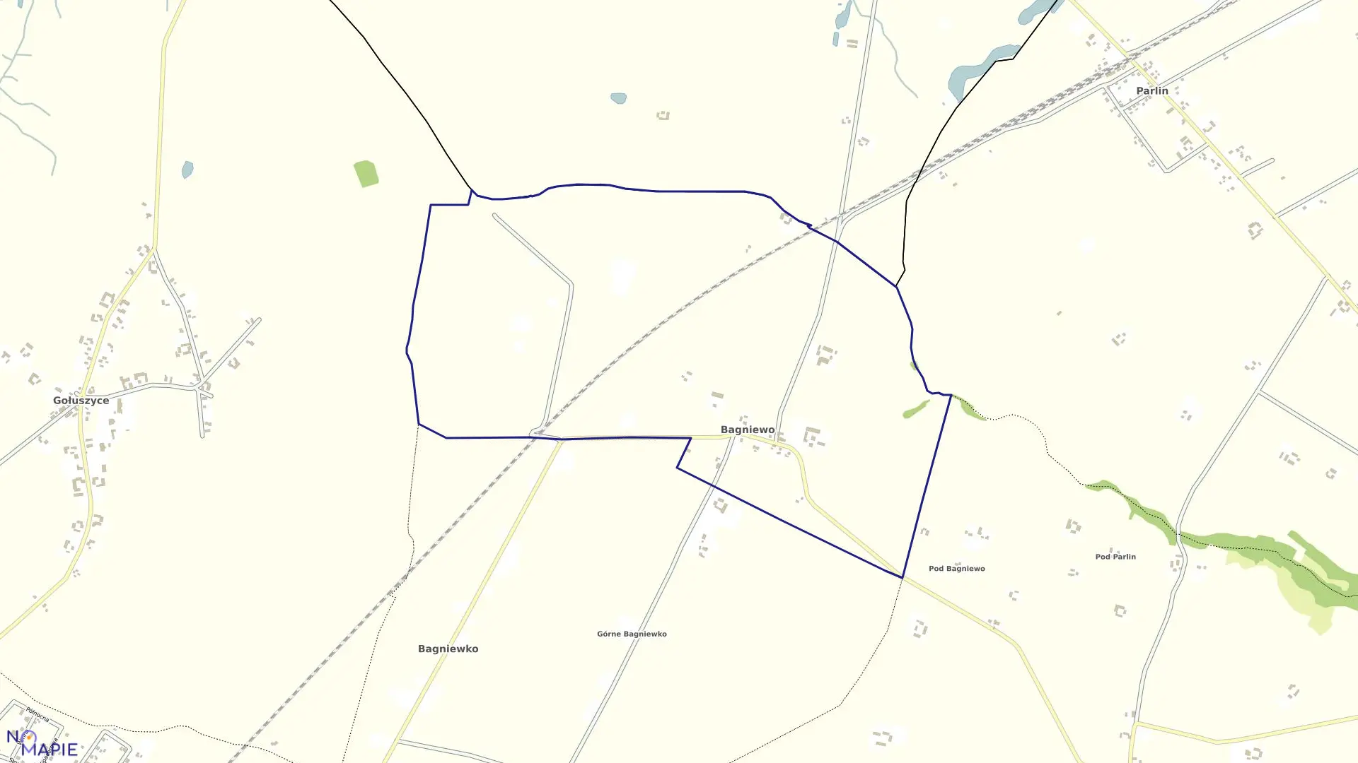 Mapa obrębu Bagniewo w gminie Pruszcz